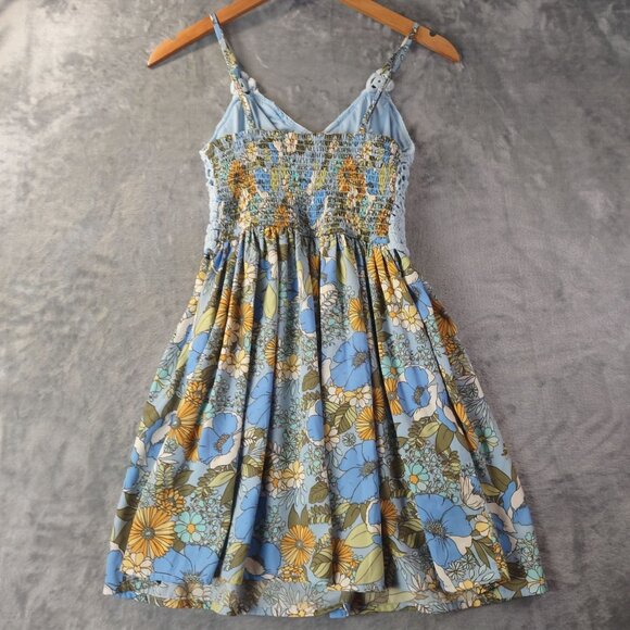 BO·G Collective Women’s XS Crochet Top Dress Blue Floral Boho Cottagecore Y2K - Picture 6 of 8